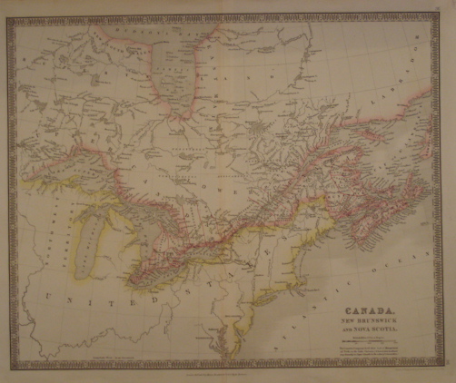 Map. Canada, New Brunswick and Nova Scotia.