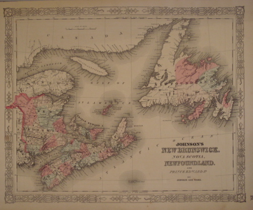 Map. Johnson's New Brunswick, Nova Scotia, Newfo...
