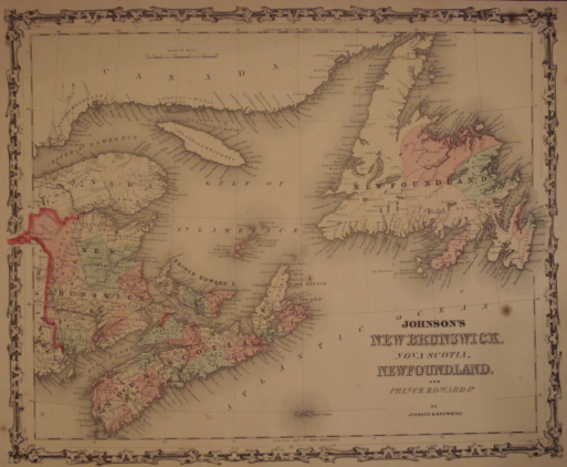 Map. Johnson's New Brunswick, Nova Scotia, Newfo...
